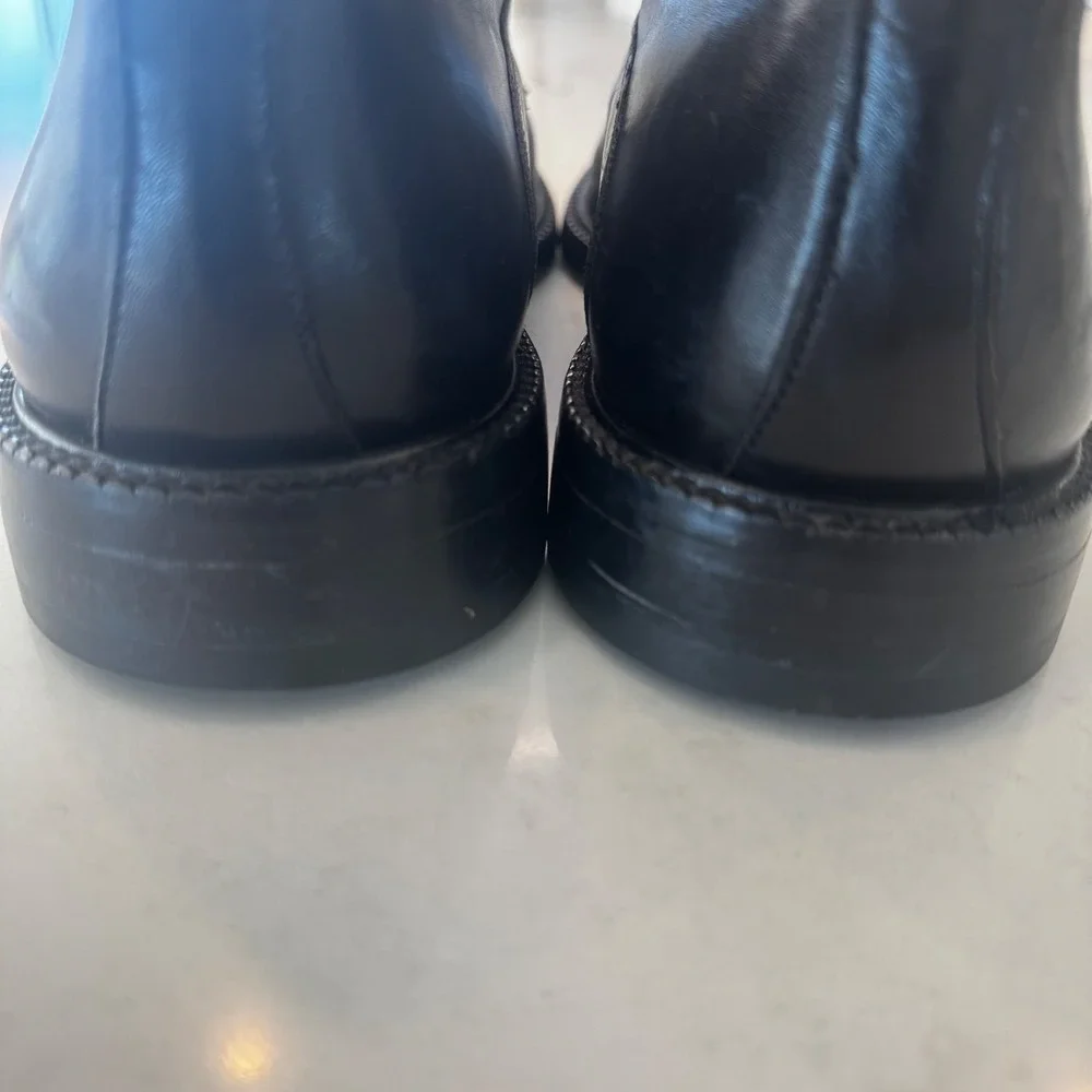 Florsheim Imperial Men 9.5D Black Leather Apron Toe Derby Dress Shoes Italy 9266